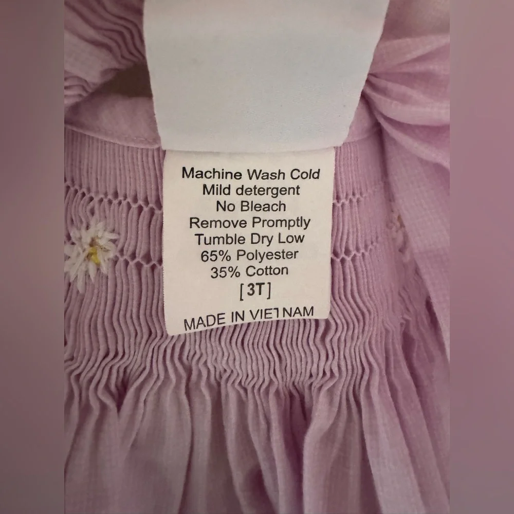 Stitchy Fish Smocked Micro Gingham Tunic 3T Daisy Embroidered Preppy Spring NWOT - Picture 4 of 6